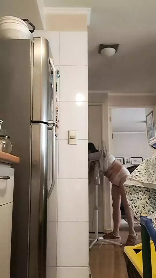 Sexy hotwife mommy in kitchen lingerie underwear
