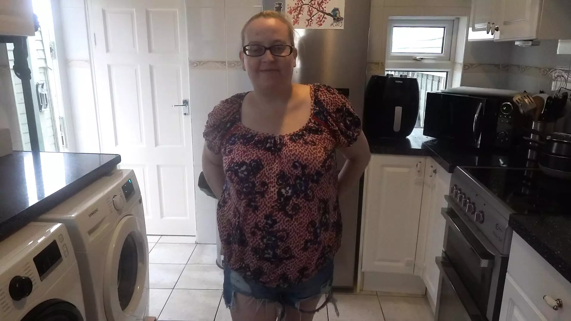 Wife strips in shorts