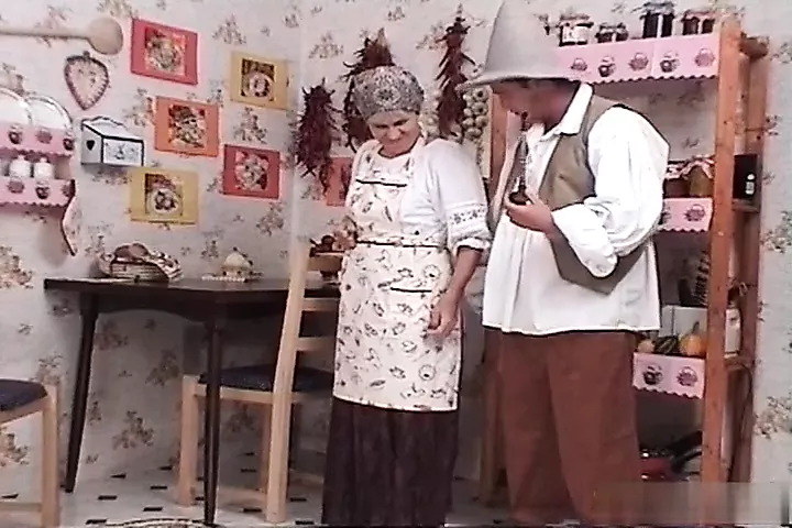 Hungarian gran Ibolya in national clothes fucks her grandson