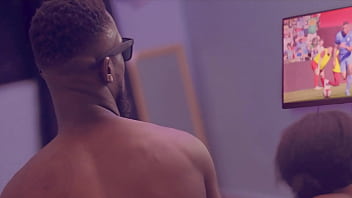 Me Watching Soccer and Get Interrupted With Hot Blowjob by My Wife Ebony Stepsister