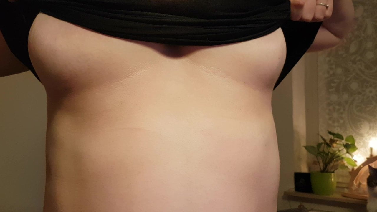 Wife flashing big tits