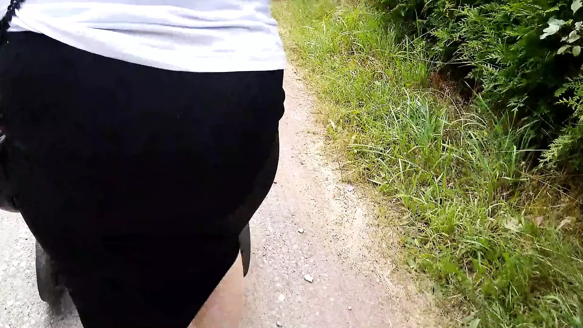 Love story - walk, ass flashing and cum on tits