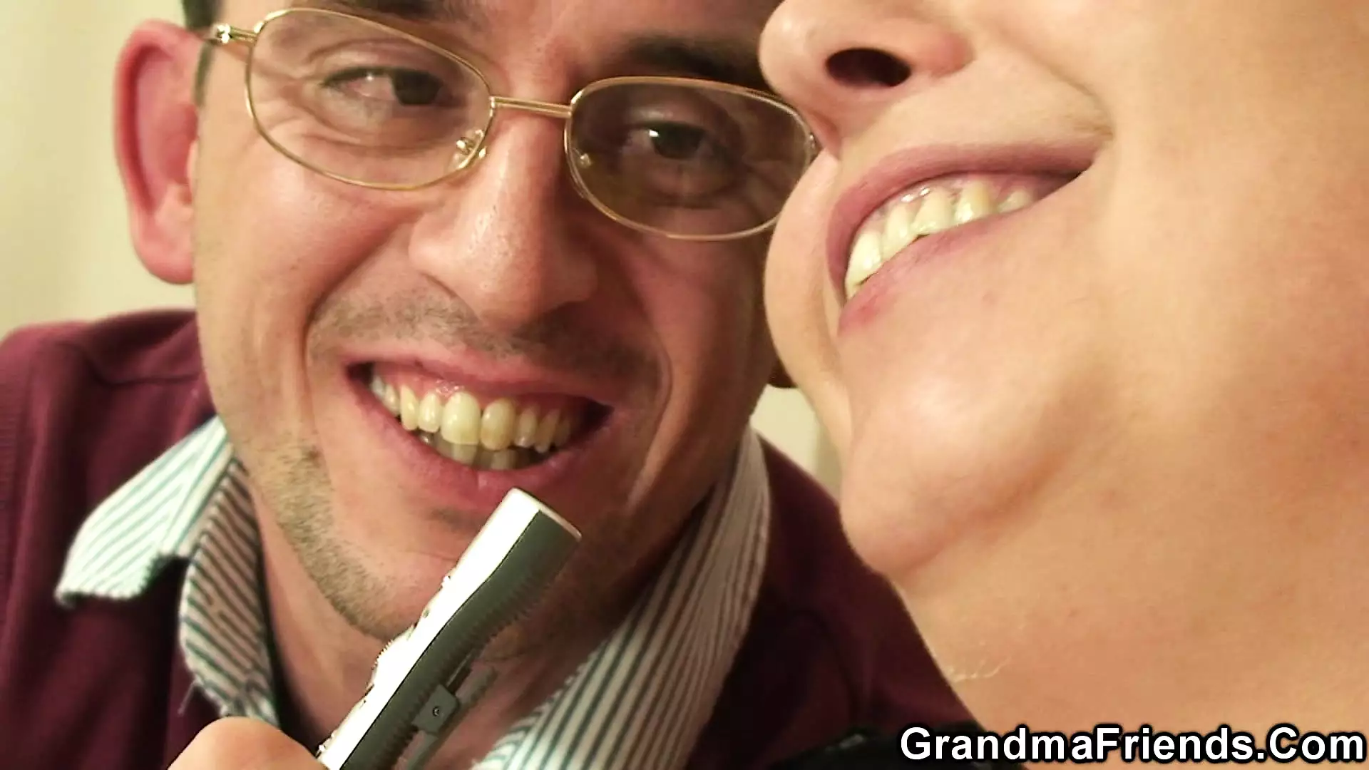 POV threesome with old mature plumper