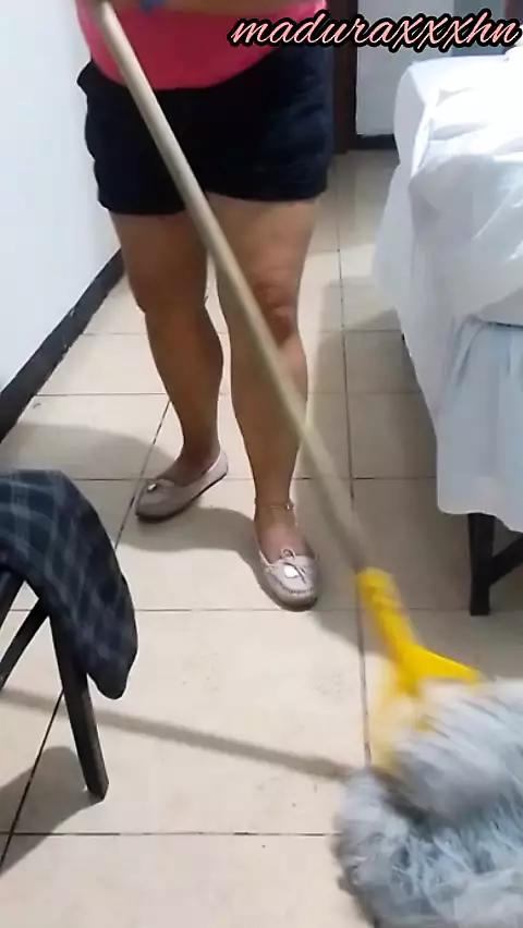 My stepmother was doing the house I find her mopping and it turns me on to see her so I tell her to ride my hard cock