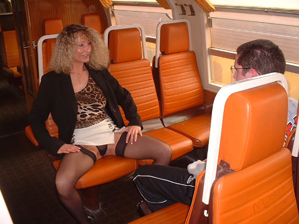 Lucky Boy and horny milf in train