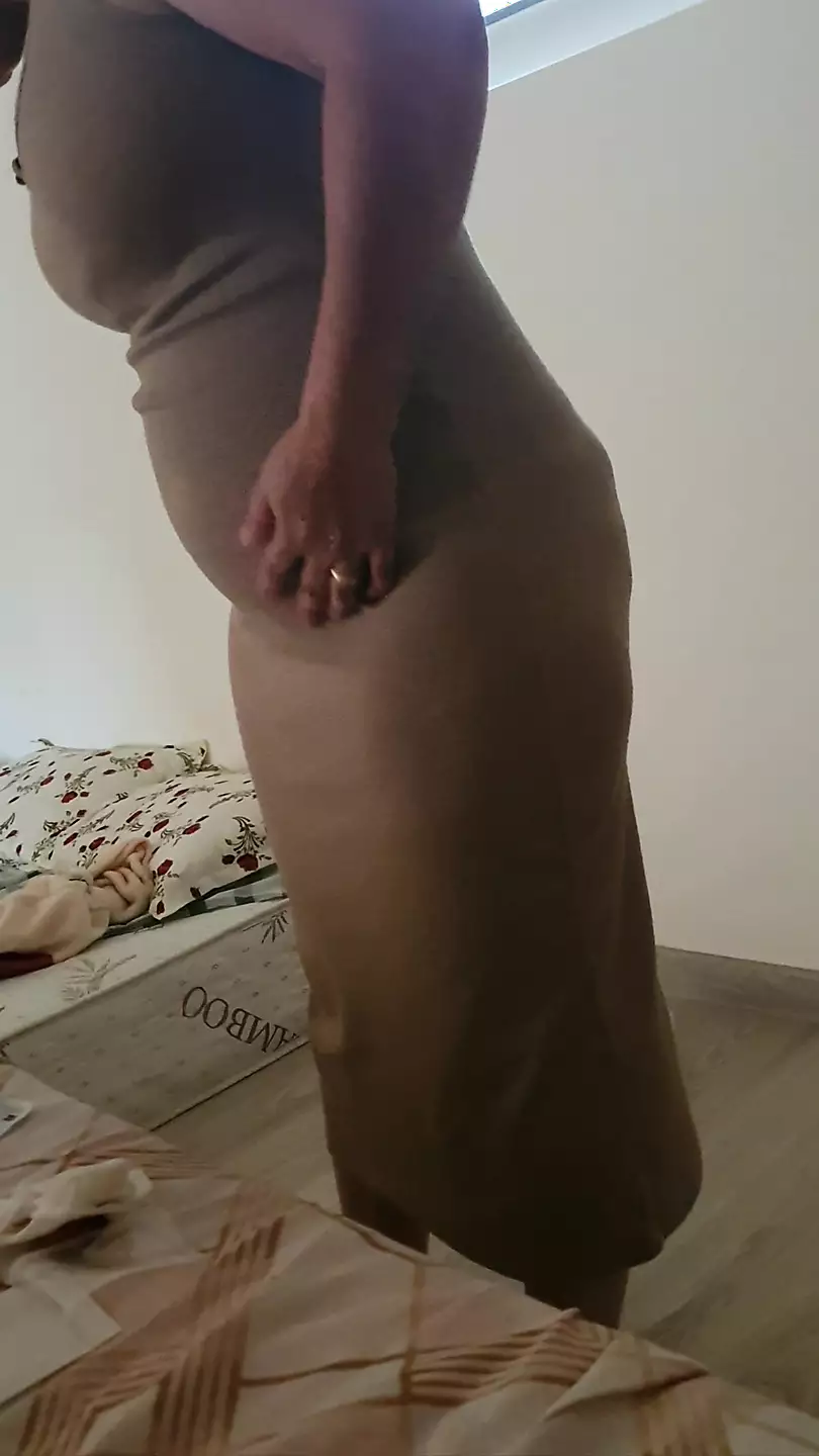 Step mom changing new dress in front of plumber