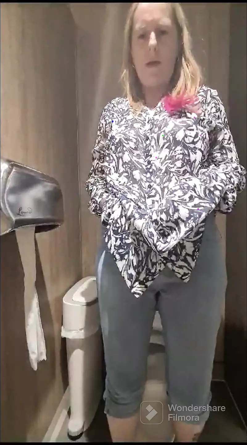 Step mom playing in public toilets
