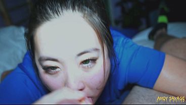 Green Eyes Asian nurse POV deepthroat